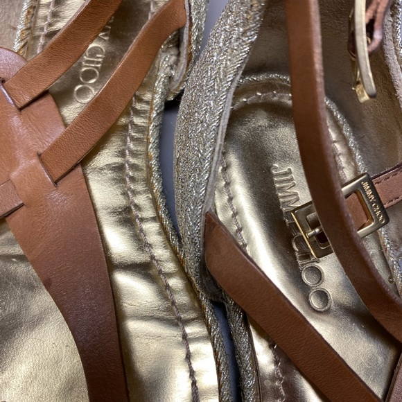 Jimmy choo Gold Sandals Gladiator Womens size 35 1/2 - Picture 6 of 11
